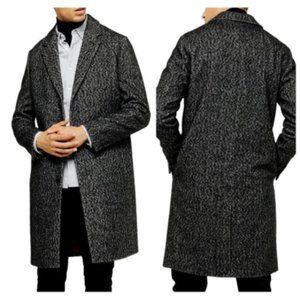 Topman Men's Houndstooth Wool Blend Coat